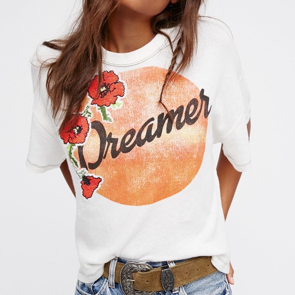 NWOT Free People We The Free Dreamer Tee Orange - Picture 1 of 7